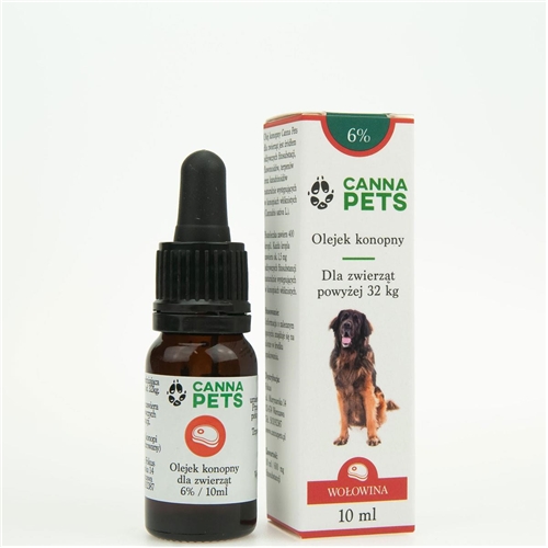 Olejek konopny 6% dla zwierzat - wołowina 10ml